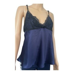 LINEA Donatella lace dark purple lingerie adjustable spaghetti strap bow Women M